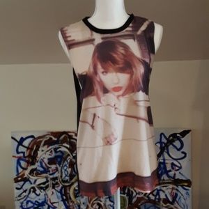 Graphic sleeveless Taylor Swift concert tee